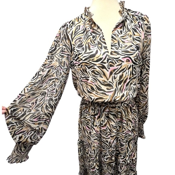 Lilly Pulitzer Can You Zee Me Ardith Long Sleeve Printed Tiered Midi Dress Sz 8 - Picture 4 of 12